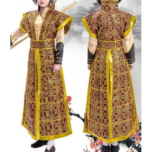 Chinese folk dance costumes for women men's warrior swordsmen stage performance professional drama cosplay robes dresses